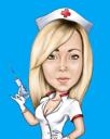 ممرضة مخصصة كاريكاتير من الصور مع خلفية ملونة واحدة