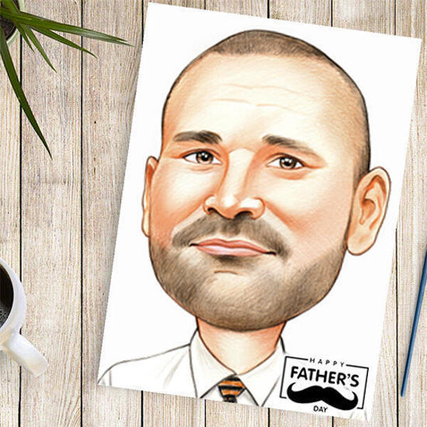 Portret de bărbat desenat manual în stil colorat pentru cadou personalizat de imprimare foto