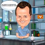Caricature de pharmacien avec bulle de dialogue