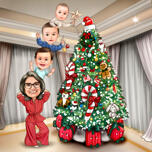 Christmas Tree Family Caricature