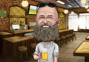 Bărbat cu caricatură de bere pe fundal personalizat din fotografie