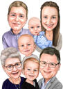 Familjen penna karikatyr porträtt