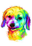 Hund+Zeichnung+Portrait+Aquarell+Regenbogen-Stil