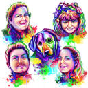 Pastel Watercolor Family Drawing