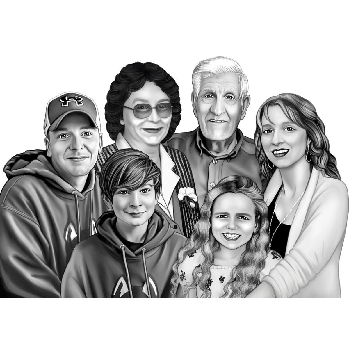 Portrait De Famille Style Noir Et Blanc Portrait De Famille Style Noir Et Blanc