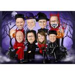 Caricatura de grupo de Halloween a partir de fotos