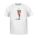 Карикатура человека с принтом на футболке в цветном стиле