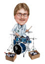 Zakázková karikatura bubeníka z fotek pro milovníka bubnů