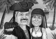 Caricatura de pareja de piratas