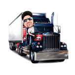 Caricature personnalisée à partir d'une photo pour un cadeau de chauffeur de camion