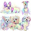 Desenho de cachorro personalizado - estilo aquarela pastel de corpo inteiro