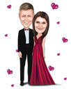 Romantic Couple Caricature: Holding on Hands