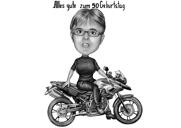 Man on Motorbike - handritad skiss karikatyr från foton