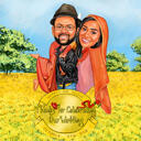 Pareja india de dibujos animados de boda de Bollywood