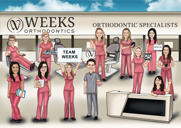 Карикатура группы врачей