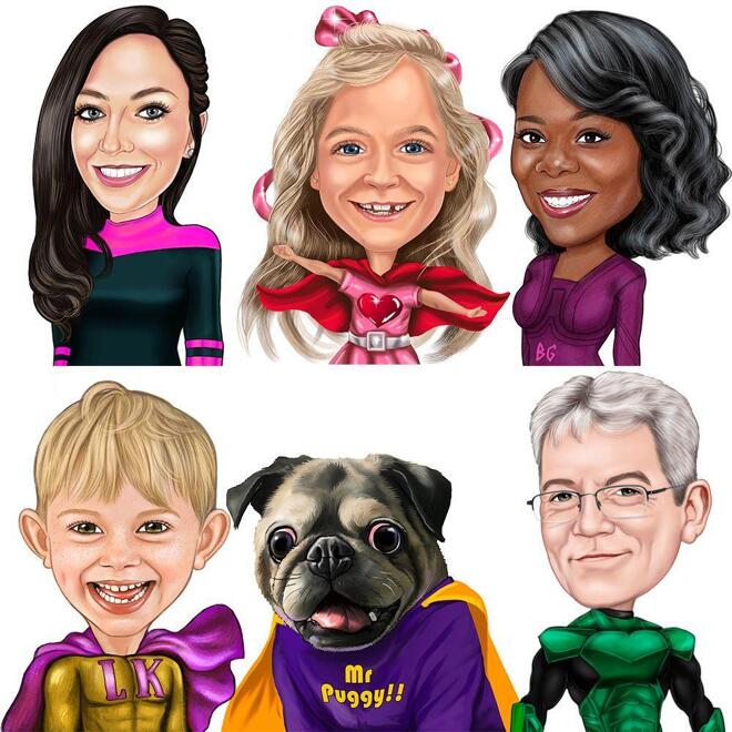 Custom Superhero Caricature in Colored Style from Photos