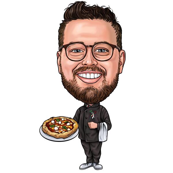 Caricatura di un hobby culinario a figura intera: stile matita