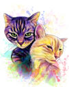 Retrato de caricatura de raça de gatos mistos em estilo aquarela de fotos