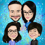 Family of 4 Persons Caricature