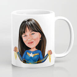 Superhéroe mujer en taza