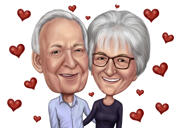 Feliz 40º aniversário de casamento - Caricatura de casal nas fotos