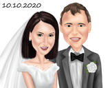Retrato de caricatura de aniversario de bodas