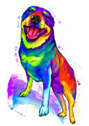 Custom+Dog+Headshot+Cartoon+Portrait+in+Chromatic+Watercolor+Style+from+Photos