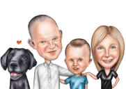 Família com desenho de retrato de labrador