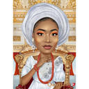 Portrait de dessin animé de la reine avec un arrière-plan personnalisé dans un style de couleur à partir de photos