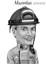 Caricatura de bombero de cabeza y hombros
