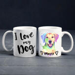 Tazza personalizzata per cani - I Love My Dog with Custom Watercolor Portrait