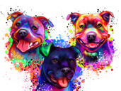 Boxer Group Portrait in watercolor Rainbow Style from Photos
