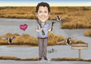 Holding Gun Full Body Caricature