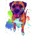 Retrato em aquarela de Staffordshire Bull Terrier