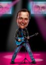 Funny Personalized Rockstar Caricature in Colored Style with Background
