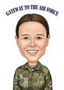 Caricatura coloreada en ropa militar para regalo militar