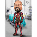 Cadeau de caricature de super-héros de docteur dans le style de couleur de la photo
