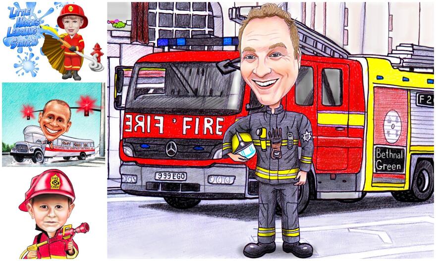 رجل اطفاء كاريكاتير
