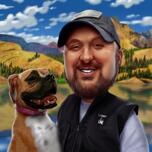 Caricature de papa de chien avec fond personnalisé