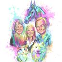 Pastel aquarel familieportret