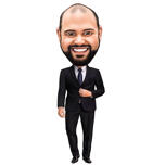 Gentleman Portrait in Full Body Colored Style from Photo