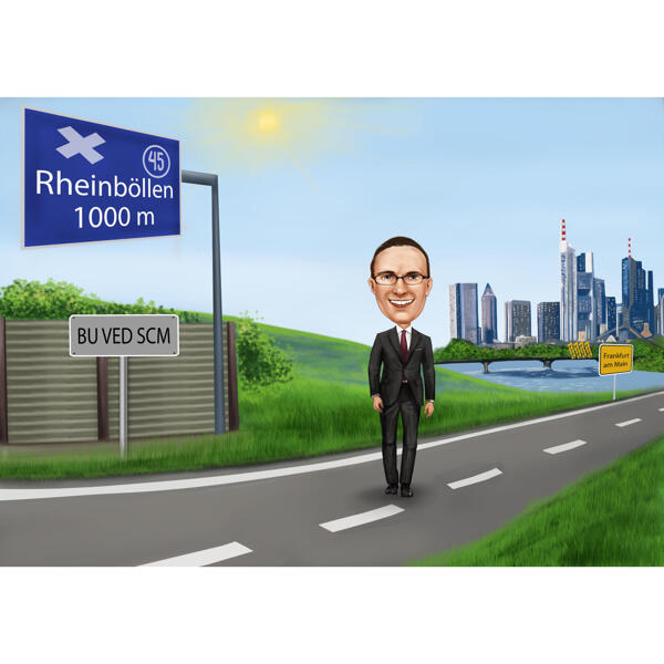 Caricatura de CEO desenhada à mão a partir de fotos