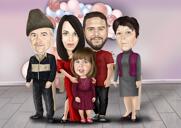 Birthday Anniversary Family Caricature