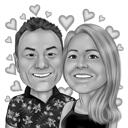 Alla hjärtans dag-karikatyr i svartvitt