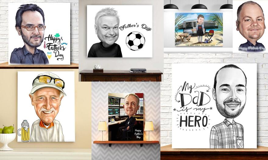 Father&#039;s Day Caricature Canvas