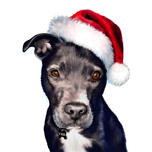 Cão de Natal usando chapéu de Papai Noel