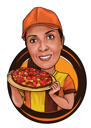 تصميم شعار كاريكاتير بأسلوب ملون من الصور - فكرة مخصصة مثالية للعلامة التجارية للمطعم