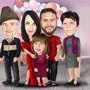 Office Birthday Caricature Card with Colleagues