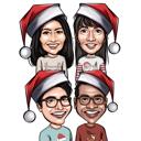 Holiday Group Caricature with Santa Hats