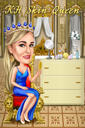 Retrato de desenho animado da rainha com fundo personalizado em estilo colorido a partir de fotos